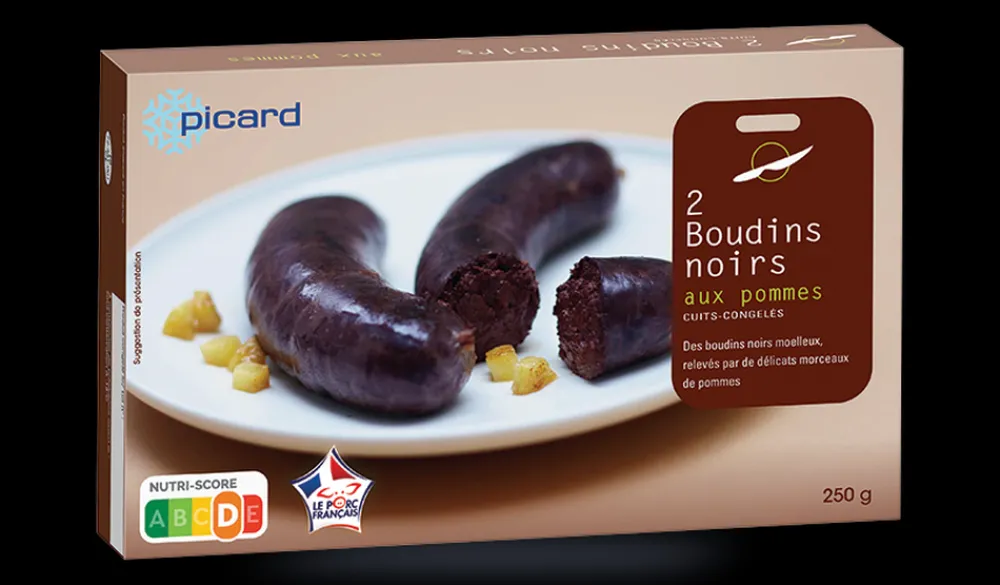 Picard 2 boudins noirs aux pommes, cuits* Viandes Cuisinées