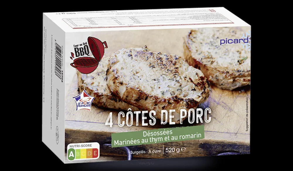 Picard 4 côtes de porc désossées marinées au thym,romarin* Produits Nutri-Score A|Viandes Bio Et Labellisées