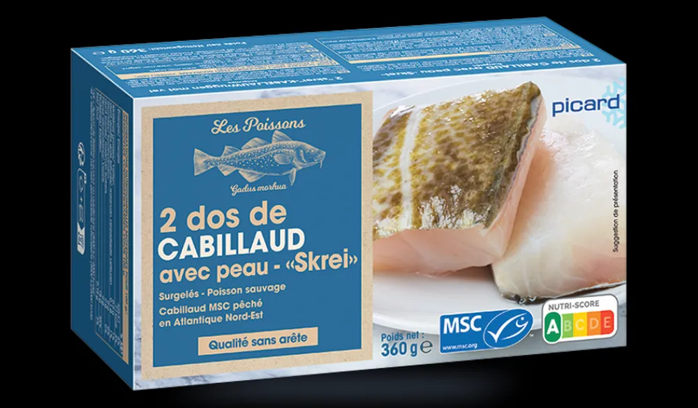 Picard 2 dos de cabillaud avec peau "Skrei" MSC, Norvège* Produits Nutri-Score A|Poissons Bio Et Labellisés