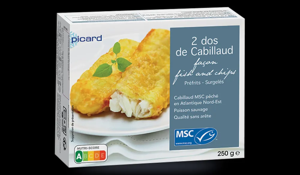 Picard 2 dos de cabillaud façon fish and chips MSC*Enfant Produits Nutri-Score A|Poissons Pour Enfants