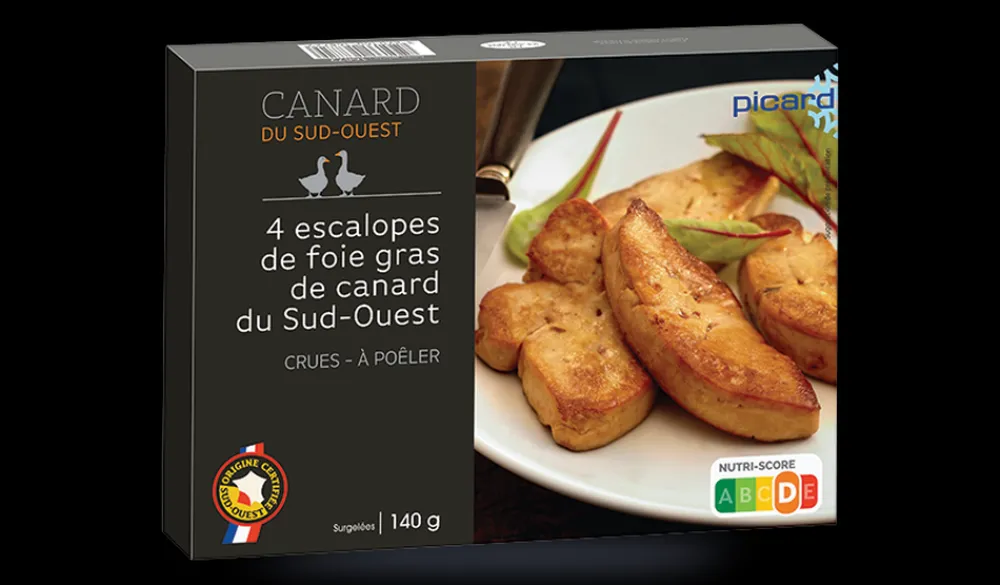 Picard 4 escalopes de foie gras cru de canard du Sud-Ouest* Volailles Labellisées|Foies Gras