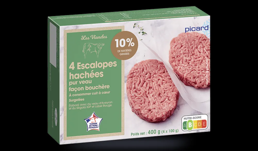 Picard 4 escalopes de veau haché* Produits Nutri-Score B|Viandes Bio Et Labellisées