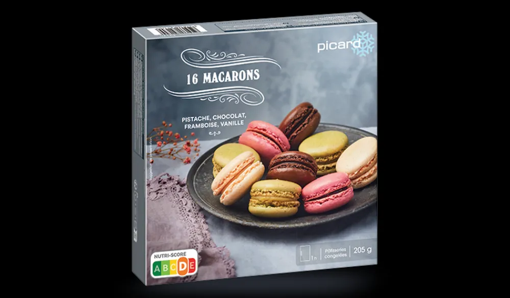 Picard 16 macarons chocolat, framboise, vanille, pistache* Macarons, Mignardises