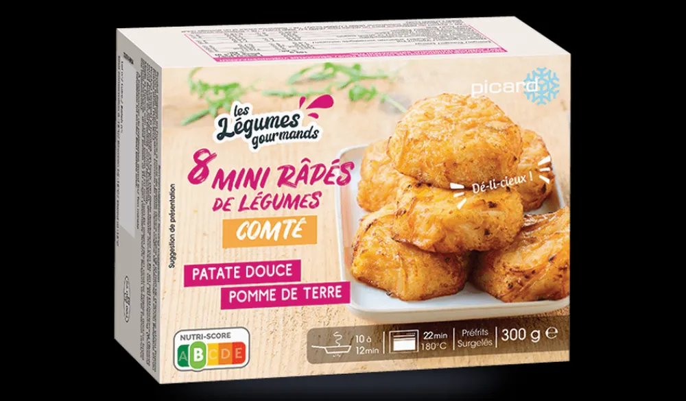 Picard 8 mini râpés de légumes, comté*Enfant Produits Nutri-Score B|Légumes Enfants