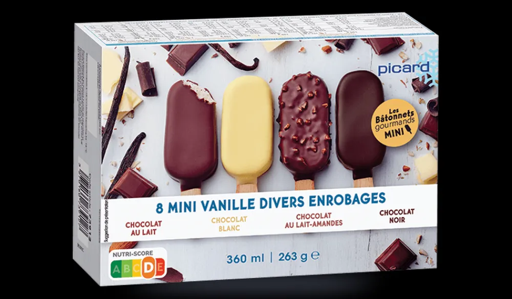Picard 8 mini-bâtonnets vanille-divers enrobages chocolat*Enfant Glaces Pour Enfants|Bâtonnets De Glace, Barres Glacées