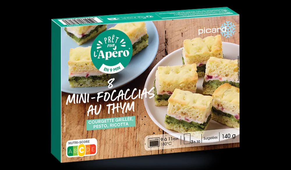 Picard 8 mini-focaccias au thym* Végétarien|Apéritifs Chauds