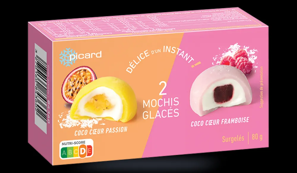 Picard 2 mochis glacés coco coeur passion,coeur framboise* Desserts Du Monde|Mochis