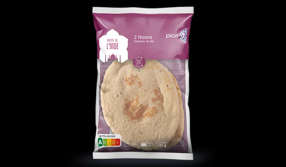 Picard 2 naans, galettes de blé Cuisine Evasion* 2 Parts|Produits Nutri-Score A