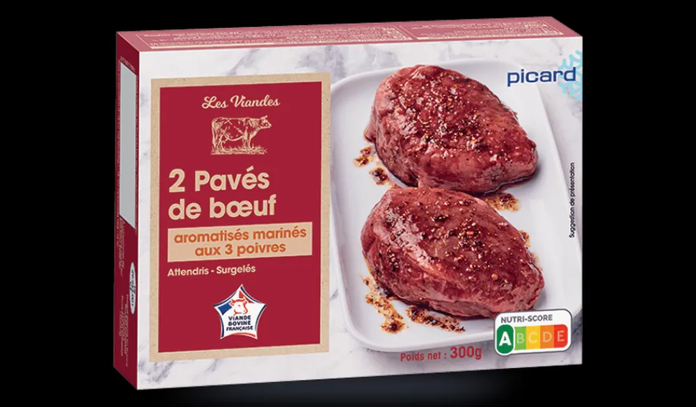 Picard 2 pavés de bœuf marinés aux trois poivres* Produits Nutri-Score A|Viandes Bio Et Labellisées