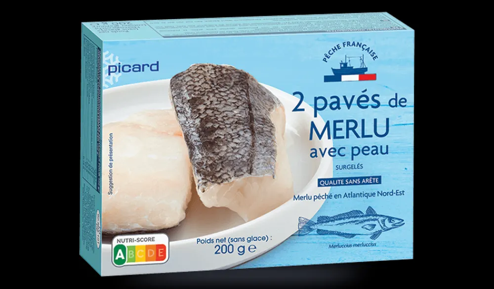 Picard 2 pavés de merlu Pêche française, avec peau* Produits Nutri-Score A|Poissons Bio Et Labellisés
