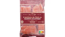 Picard 4 portions de filets de saumon atlantique, Norvège* Produits Nutri-Score A|Sans Sel Ajouté