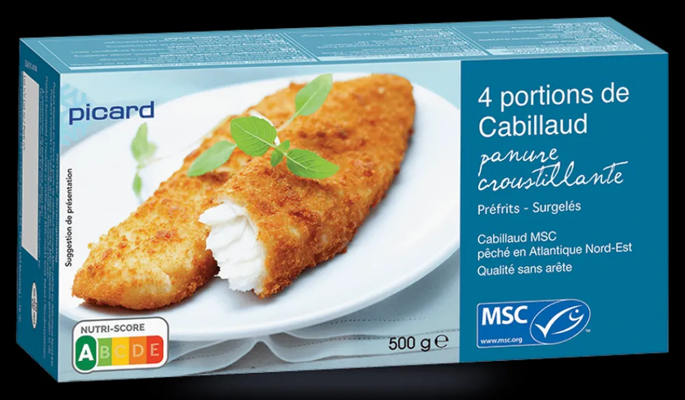 Picard 4 portions filet cabillaud MSC, portions panées*Enfant Produits Nutri-Score A|Poissons Pour Enfants
