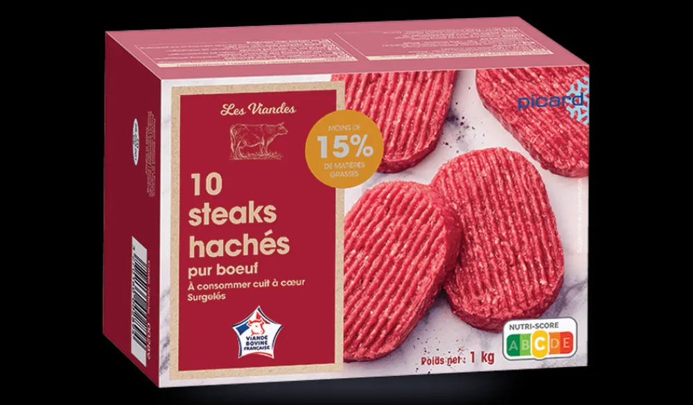 Picard 10 steaks hachés, 15% M.G maximum*Enfant Viandes Pour Enfants|Viandes Bio Et Labellisées