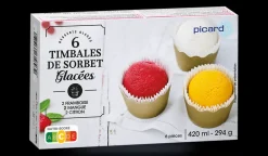 Picard 6 timbales de sorbet, framboise, mangue, citron* Sorbets