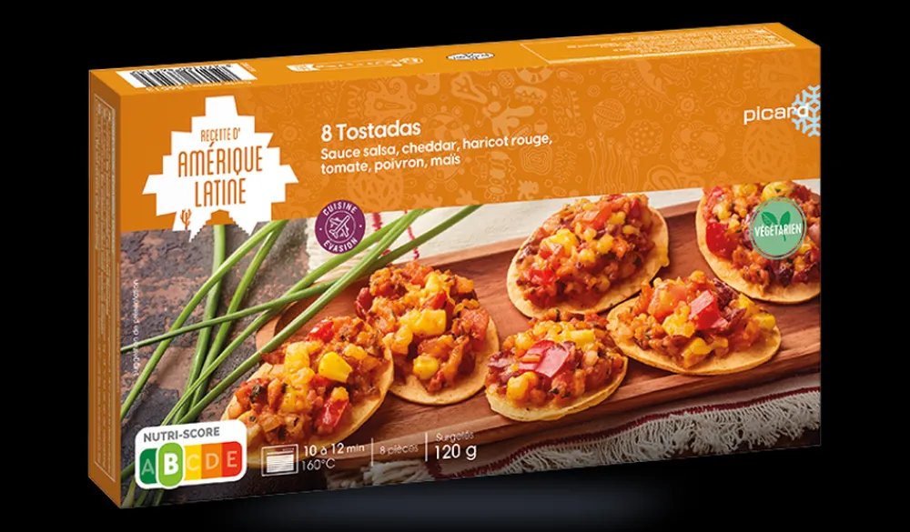 Picard 8 tostadas sce salsa,cheddar,haricot rouge,tomate* Bouchées, Brochettes|Plats Amérique Latine