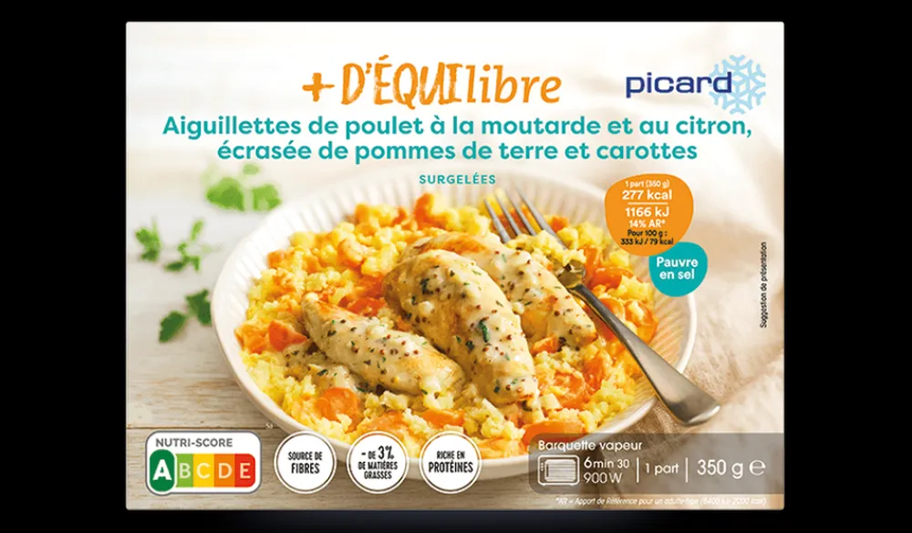 Picard Aiguillettes de poulet à la moutarde et au citron* Gamme Plus D'Équilibre|Produits Nutri-Score A