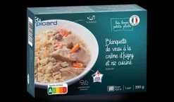 Picard Blanquette de veau à la crème d'Isigny et riz* Produits Nutri-Score A|Viandes, Volailles Cuisinées