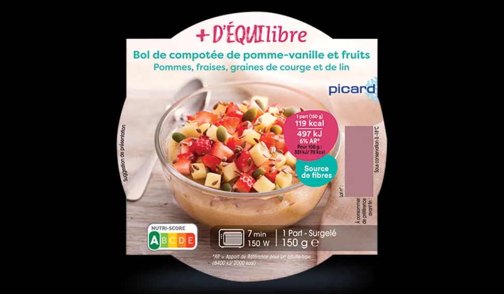 Picard Bol de compotée pomme-vanille et fruits* Pâtisseries Individuelles
