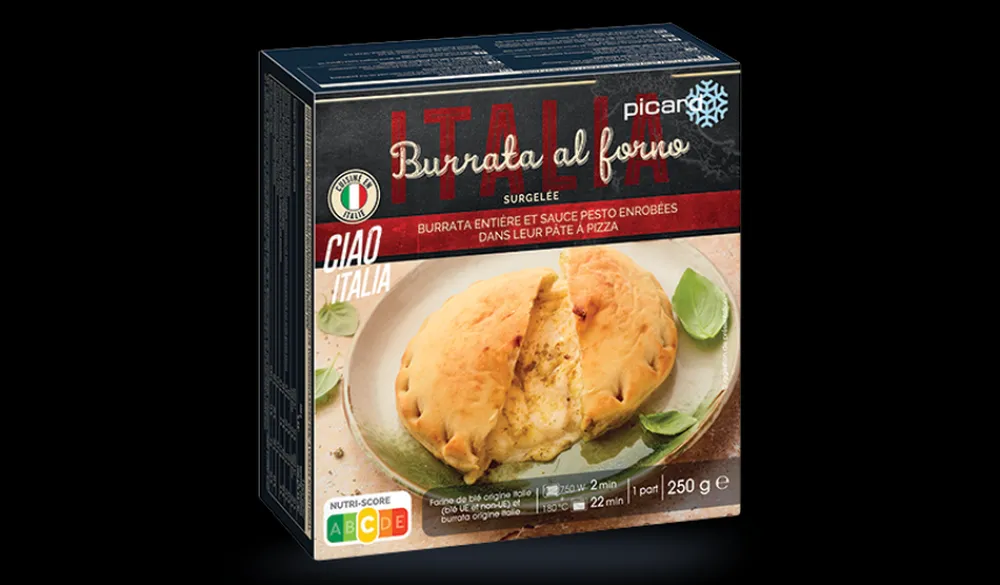 Picard Burrata al forno, burrata entière et sauce pesto* Pizzas Créatives|À Partager