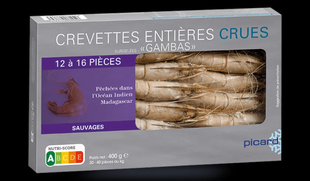 Picard Crevette tropicale crue "Gambas" 12-16 p. sauvage* Produits Nutri-Score A|Crevettes, Langoustes, Autres Crustacés