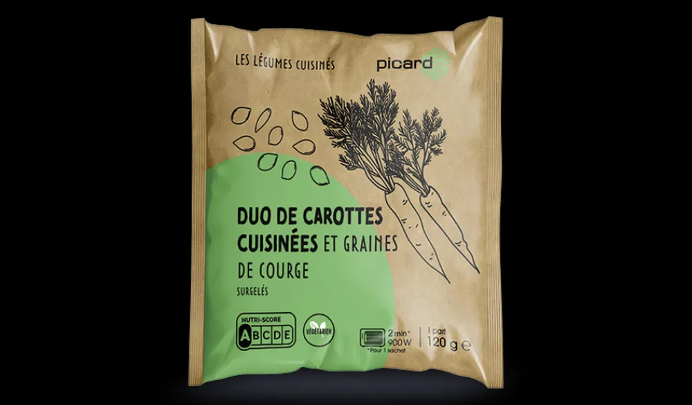 Picard Duo de carottes cuisinées et graines de courge* Produits Nutri-Score A|Végétarien