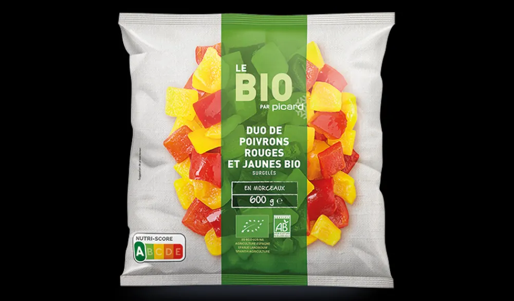Picard Duo de poivrons rouges et jaunes bio* Produits Nutri-Score A|Sans Sel Ajouté