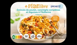 Picard Emincés de poulet, conchiglie complètes, légumes* Gamme Plus D'Équilibre|Couscous, Pâtes, Risottos