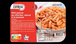 Picard Mini penne au chorizo, sauce à la tomate* Produits Nutri-Score B|Couscous, Pâtes, Risottos