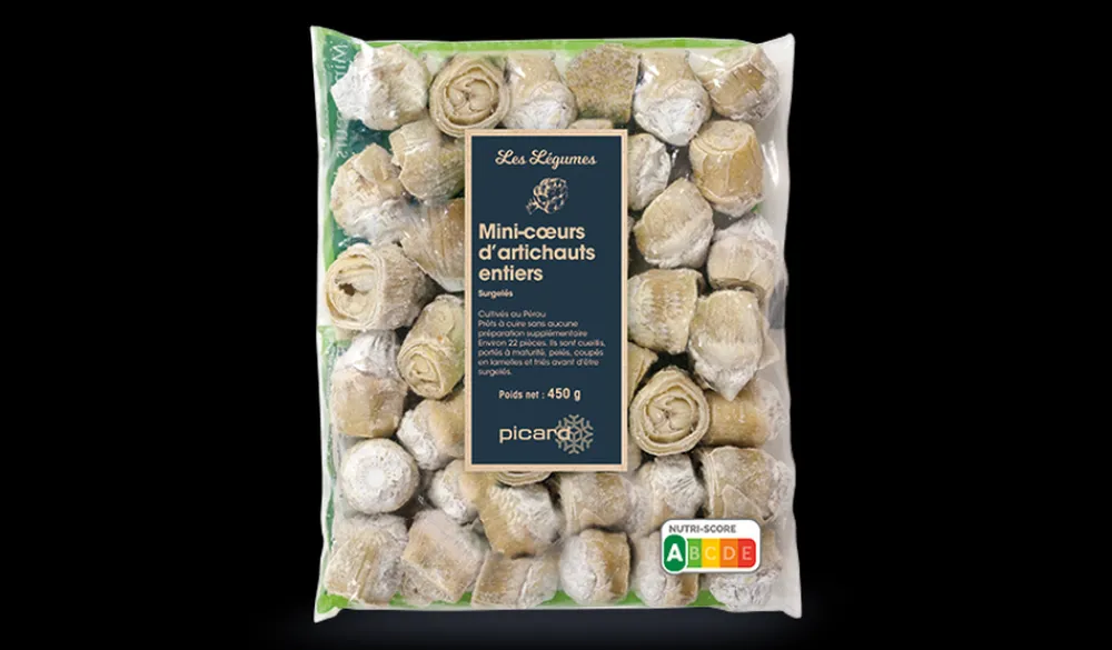 Picard Mini-coeurs d'artichauts entiers, Pérou* Produits Nutri-Score A|Asperges, Artichauts, Avocat