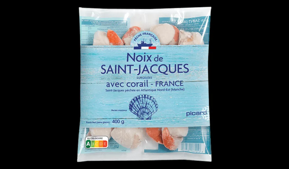 Picard Noix de St Jacques France Pecten avec corail* Produits Nutri-Score A|Sans Sel Ajouté