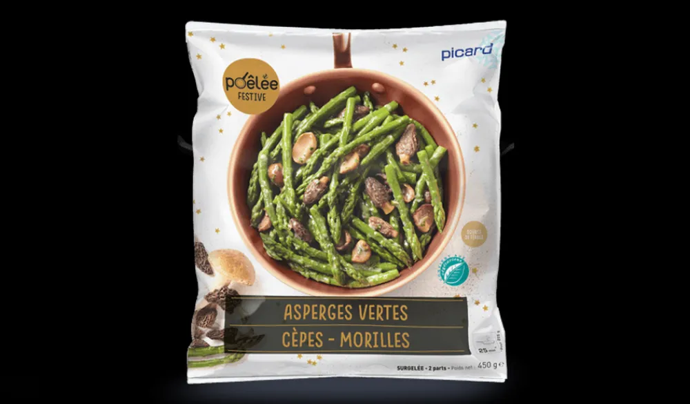 Picard Poêlée pointes asperges vertes, cèpes et morilles* Produits Nutri-Score A|Végétarien