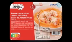 Picard Poulet sauce citron vert, purée de patate douce* Produits Nutri-Score B|Viandes, Volailles Cuisinées