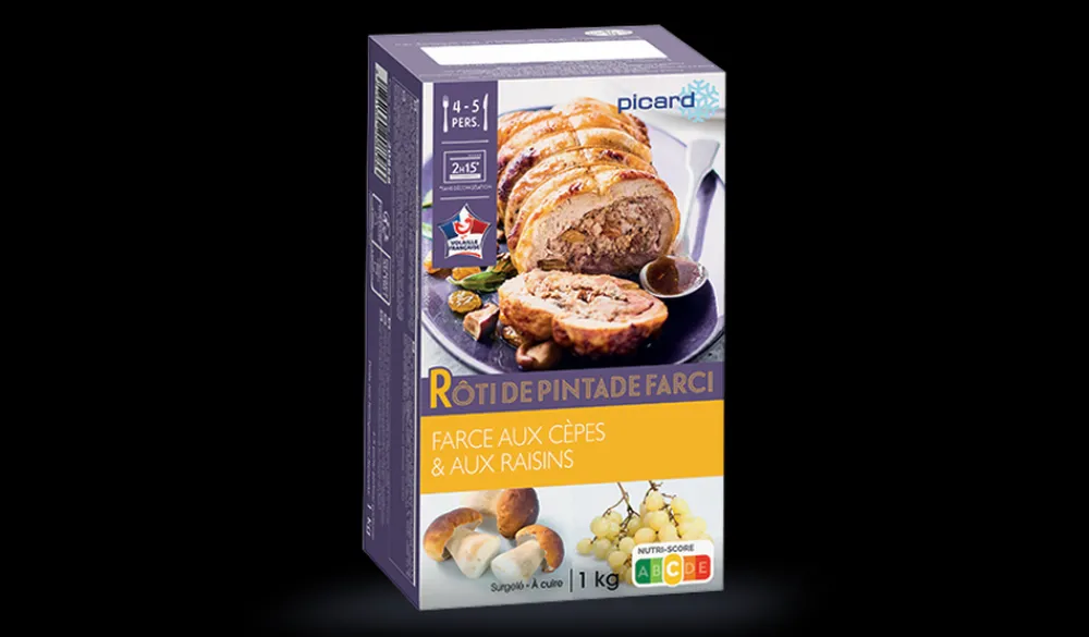 Picard Rôti de pintade farci, farce aux cèpes et aux raisins* Volailles Labellisées|Volailles Cuisinées