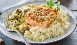 Picard Saumon en croûte d'amande, risotto* Produits Nutri-Score B|Poissons, Fruits De Mer Cuisinés