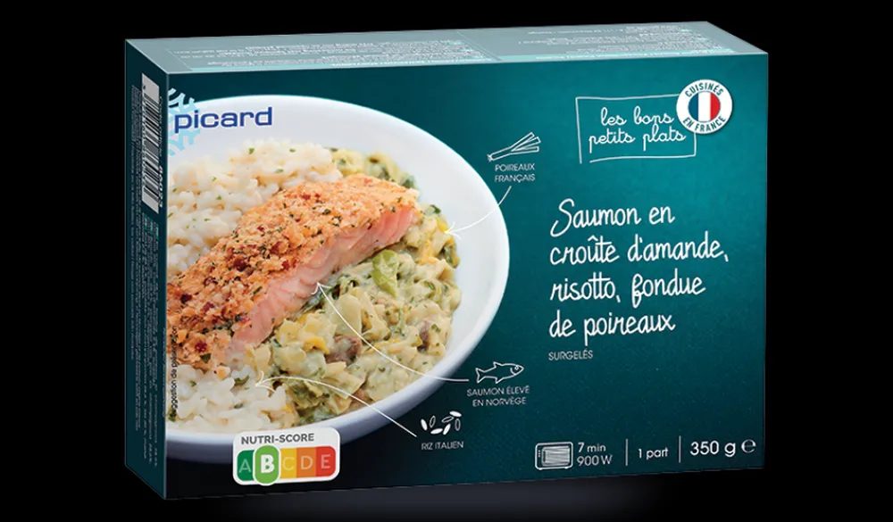 Picard Saumon en croûte d'amande, risotto* Produits Nutri-Score B|Poissons, Fruits De Mer Cuisinés