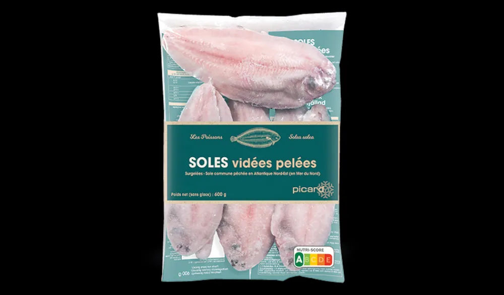 Picard Soles, Mer du Nord, entières, vidées, pelées* Produits Nutri-Score A|Autres Poissons Nature