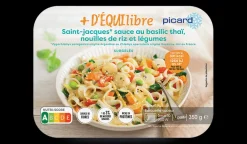 Picard St-Jacques, sauce au basilic thai, nouilles de riz* Gamme Plus D'Équilibre|Produits Nutri-Score A