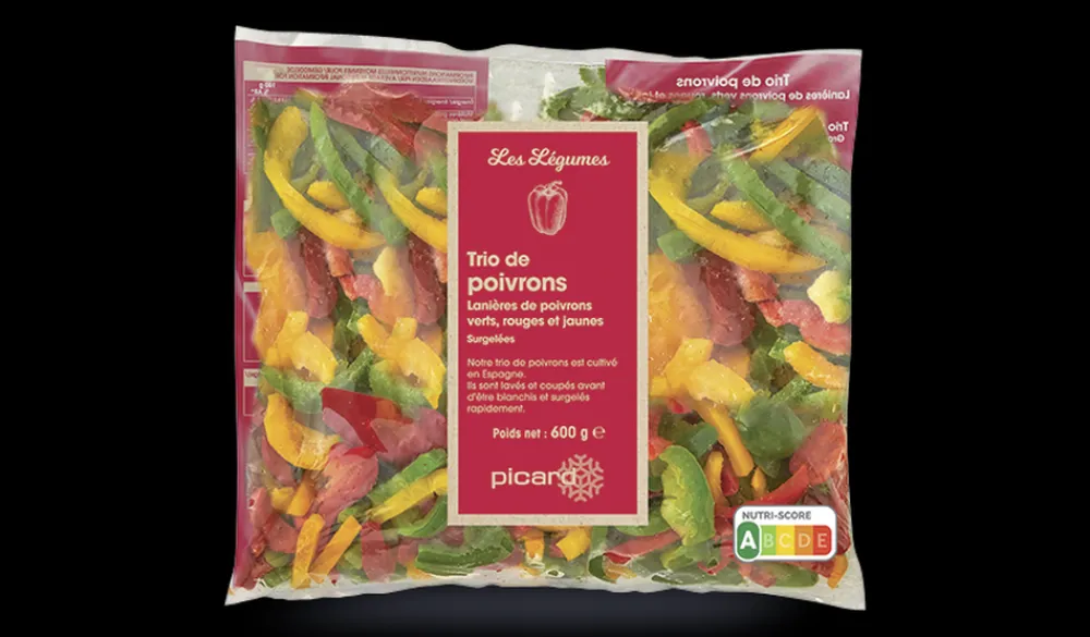Picard Trio de poivrons verts, rouges, jaunes en lanières* Produits Nutri-Score A|Légumes Du Soleil