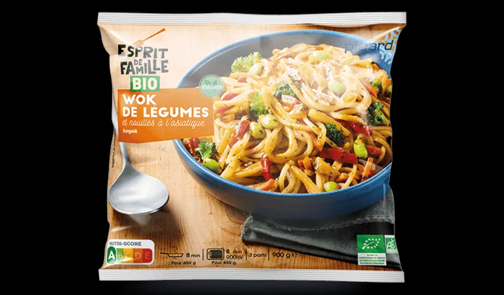 Picard Wok de légumes nouilles à l'asiatique bio 3 parts*Enfant Produits Nutri-Score A|Végétarien